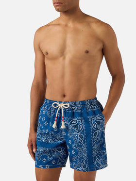 Short de bain Caprese avec imprimé bandana bleu marine 