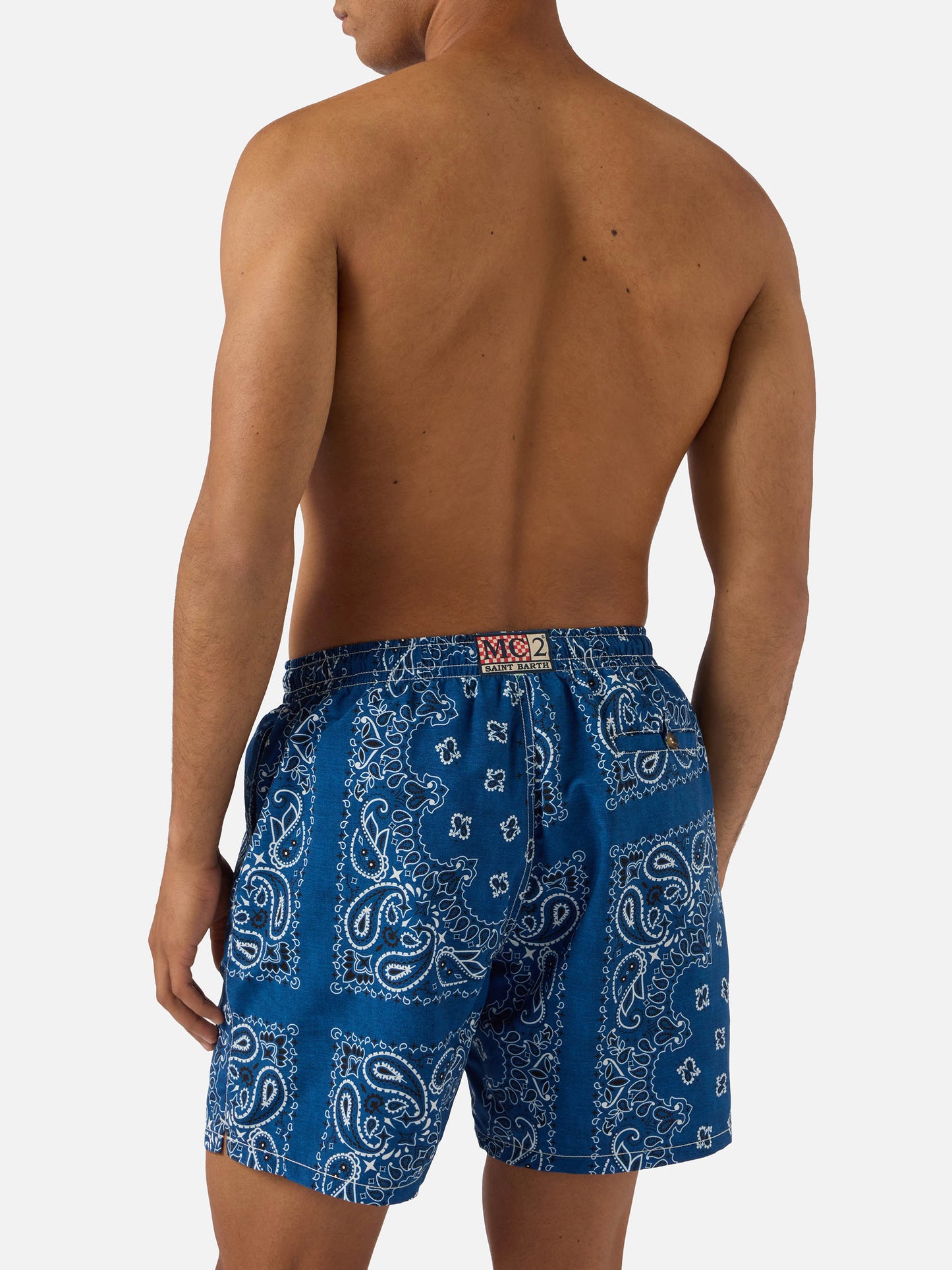 Short de bain Caprese avec imprimé bandana bleu marine 