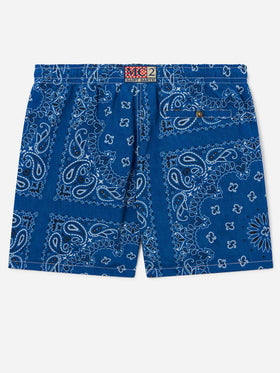 Short de bain Caprese avec imprimé bandana bleu marine 