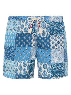 Mid-length swim-shorts Caprese with floral patch print - MC2 Saint Barth