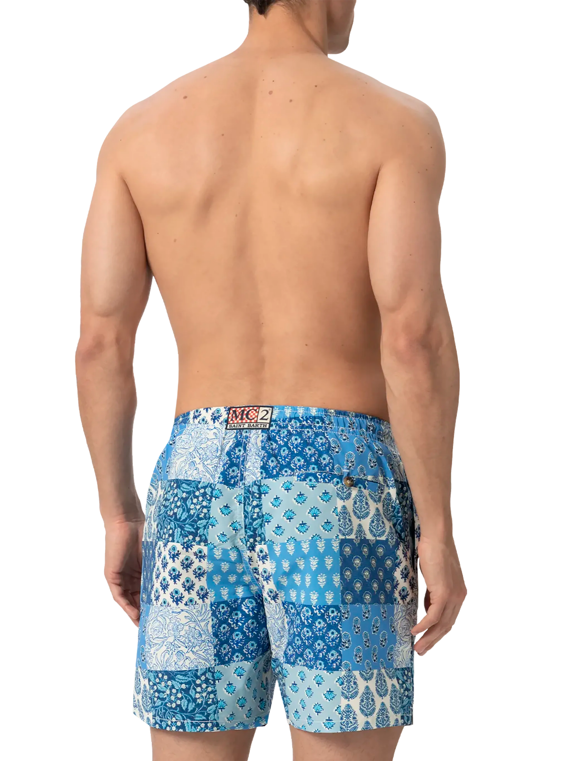 Mid-length swim-shorts Caprese with floral patch print - MC2 Saint Barth
