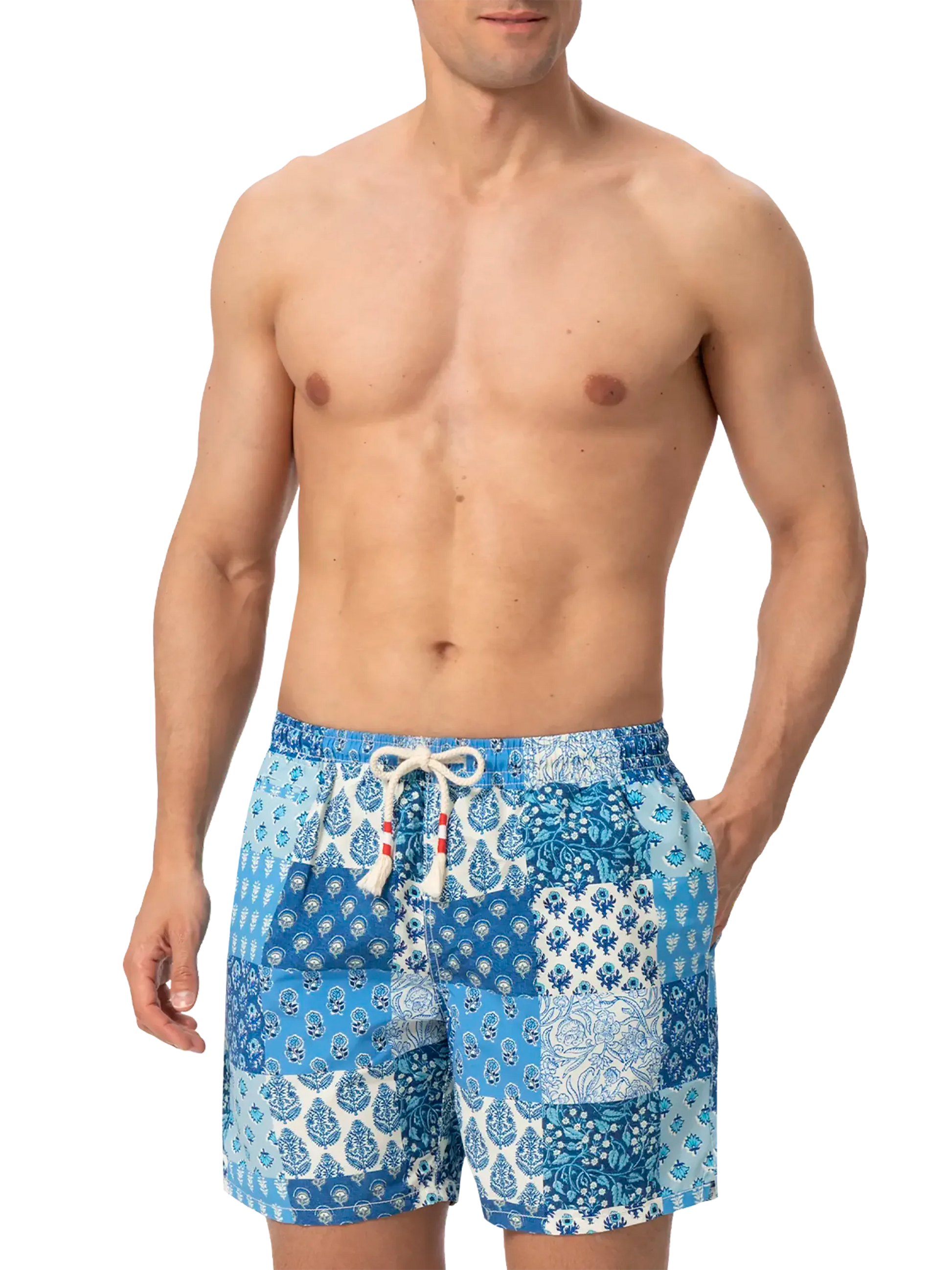 Mid-length swim-shorts Caprese with floral patch print - MC2 Saint Barth