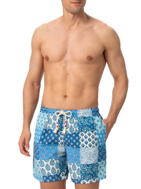Mid-length swim-shorts Caprese with floral patch print - MC2 Saint Barth