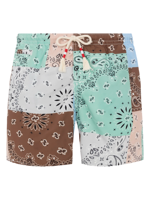 Mid-length swim-shorts Caprese with bandanna patch print - MC2 Saint Barth