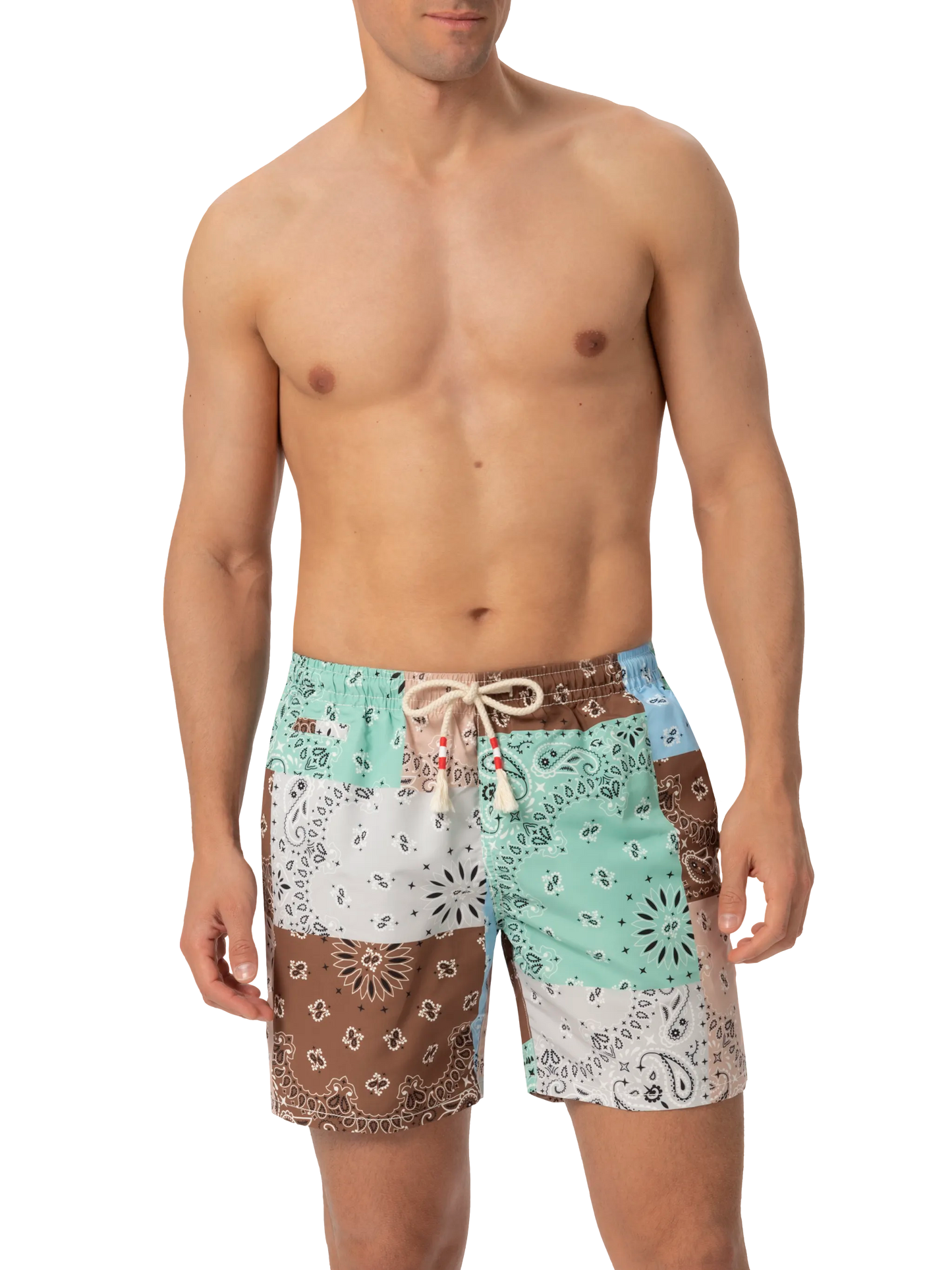 Mid-length swim-shorts Caprese with bandanna patch print - MC2 Saint Barth