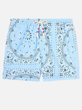 Short de bain Caprese avec imprimé bandana bleu clair 