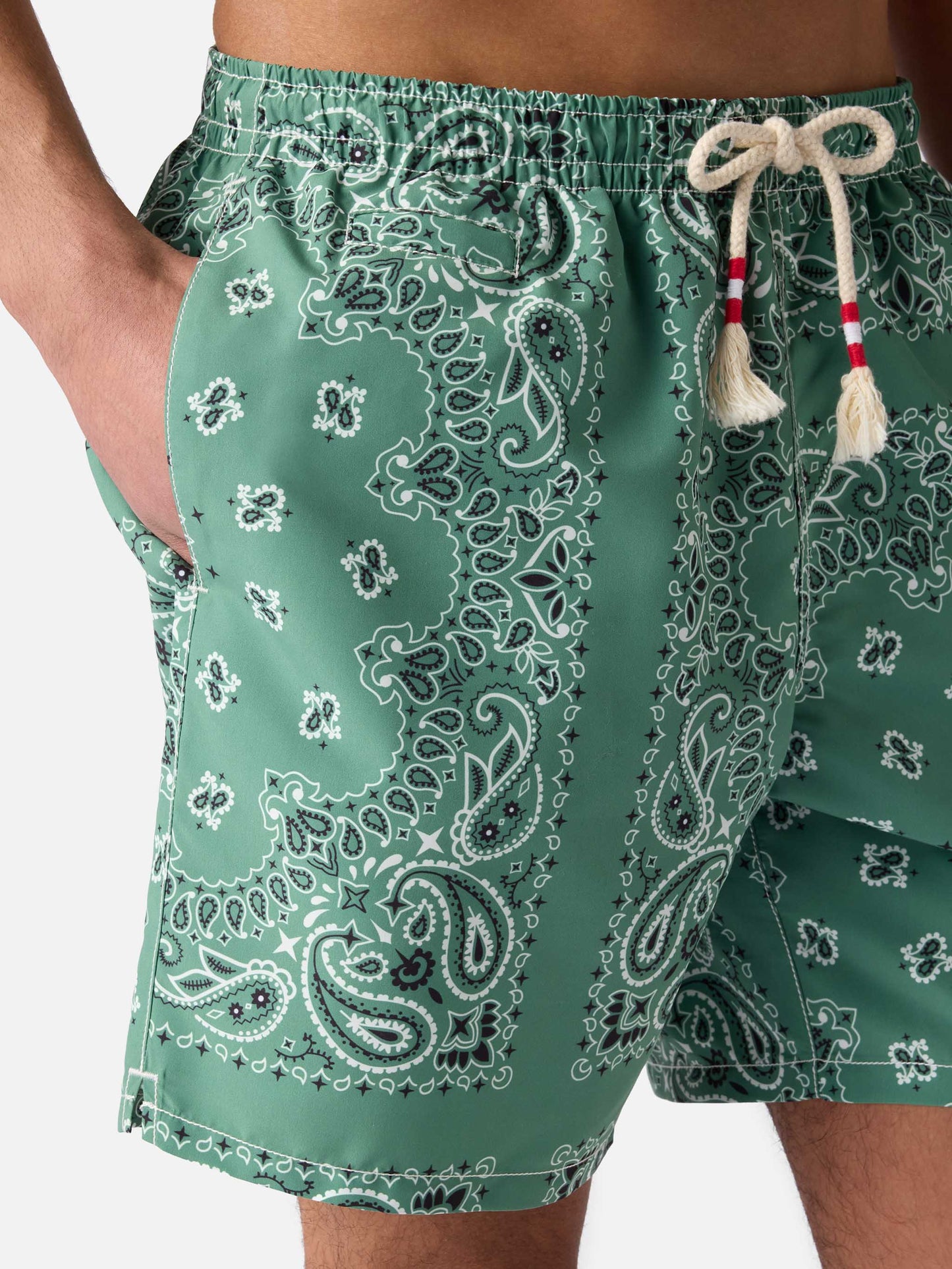 Caprese swim shorts with military green bandana print