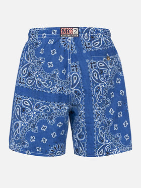 Man swim shorts with denim bandanna print - MC2 Saint Barth