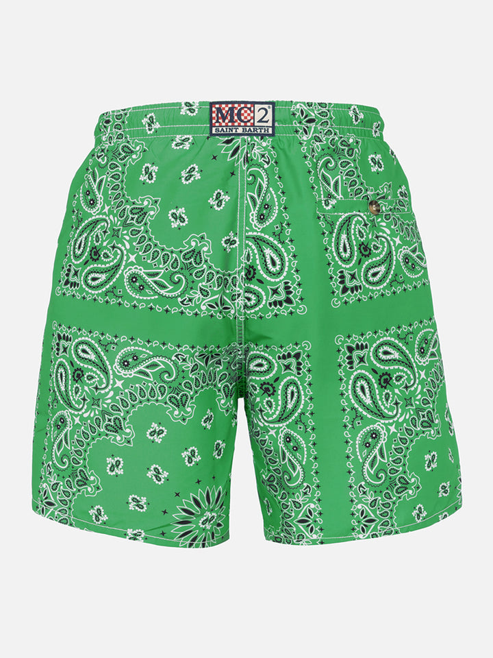 Man swim shorts with green bandanna print - MC2 Saint Barth