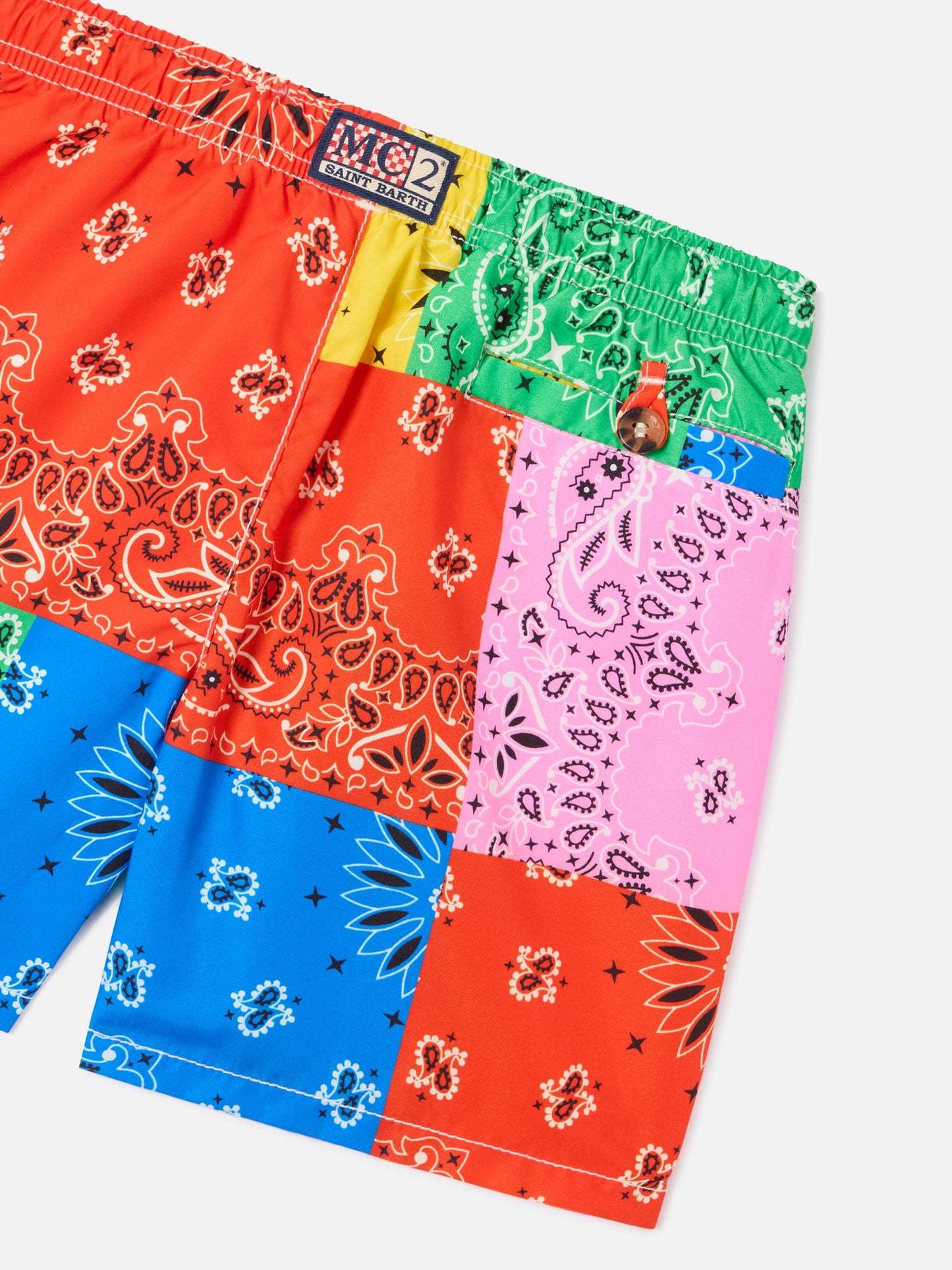 Short de bain pour garçon à imprimé bandana multicolore 