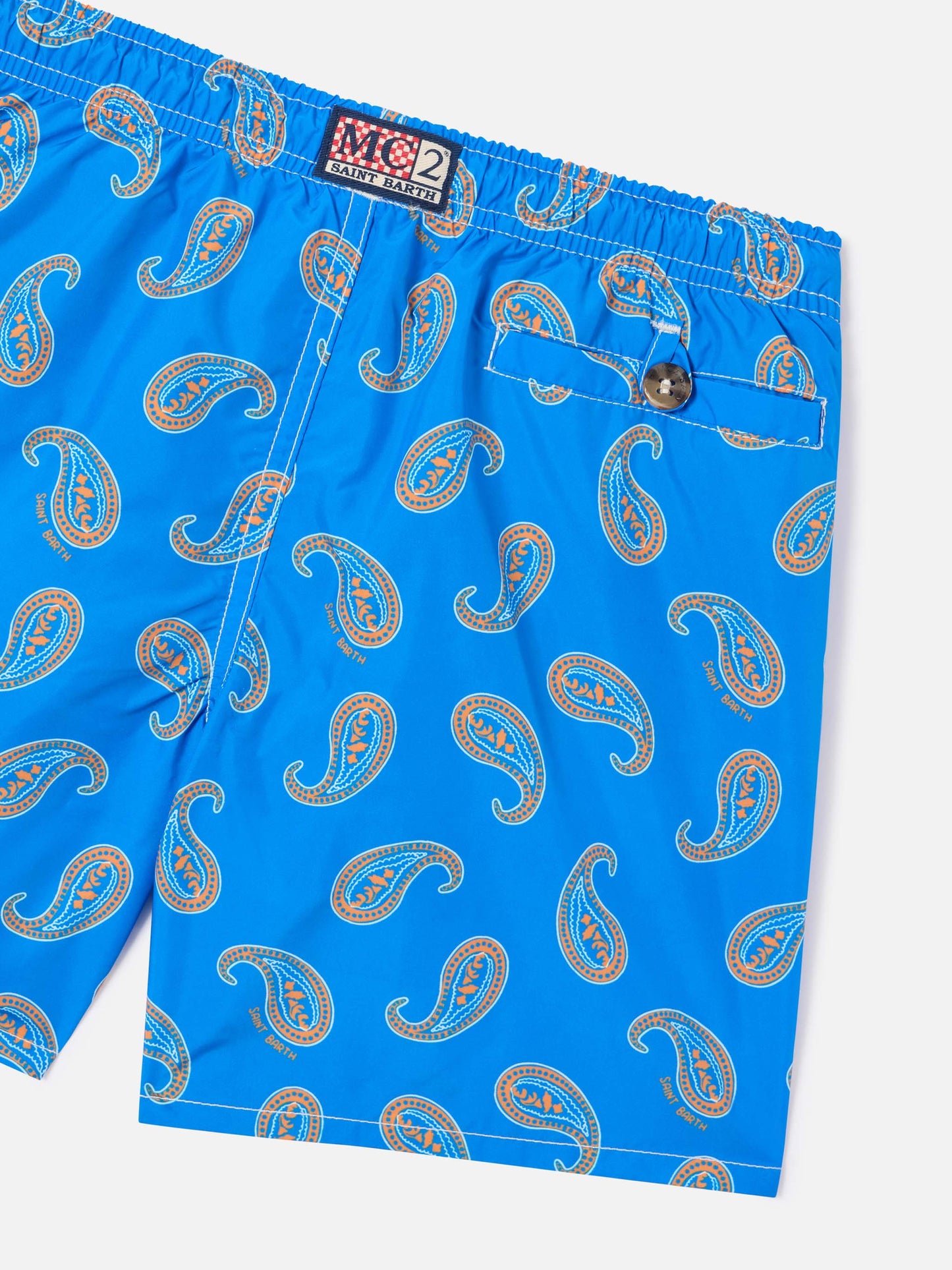 Badehose für Jungen mit Paisley-Print in Bluette 