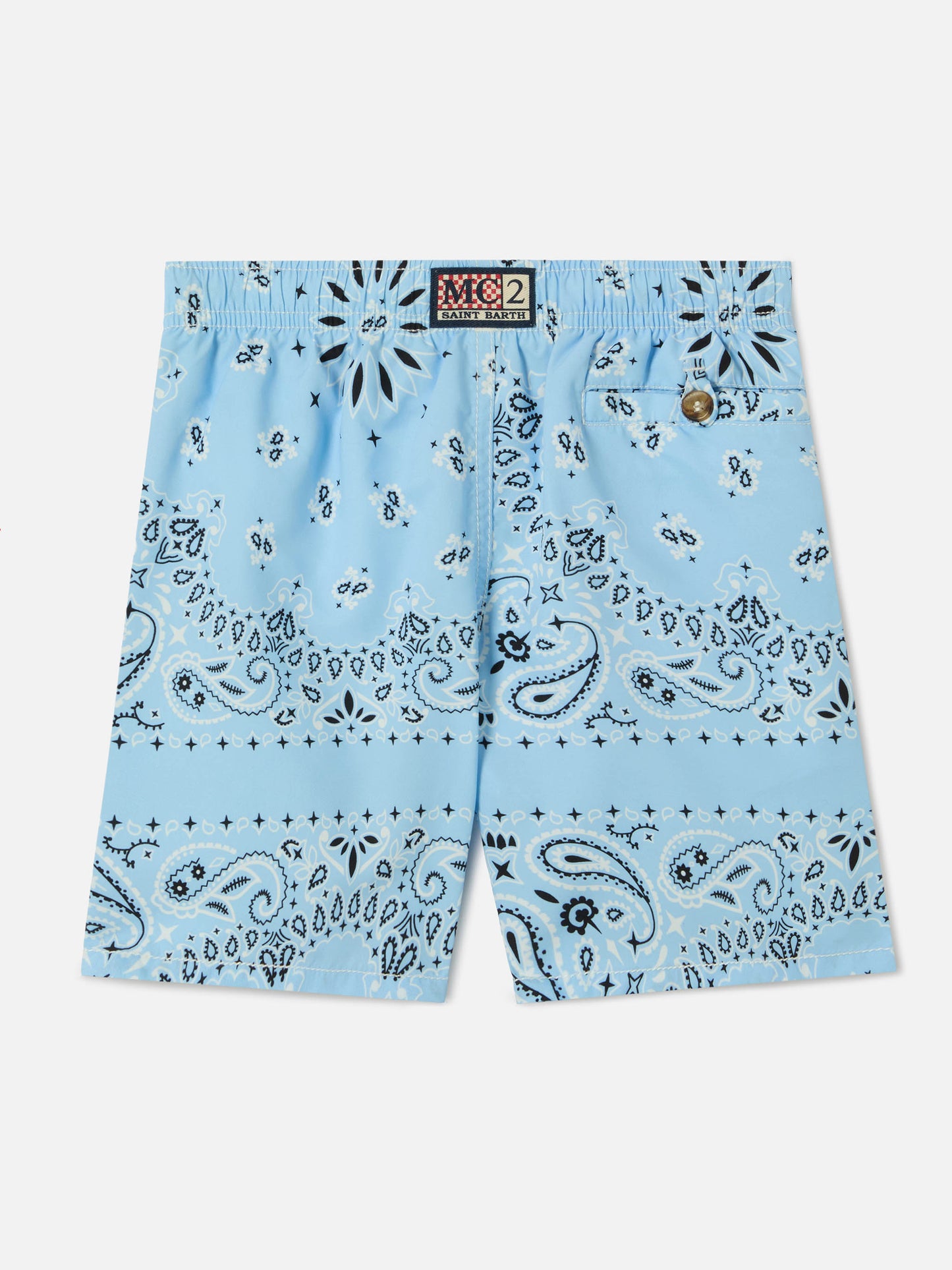 Caprese Jr swim shorts with light blue bandana print