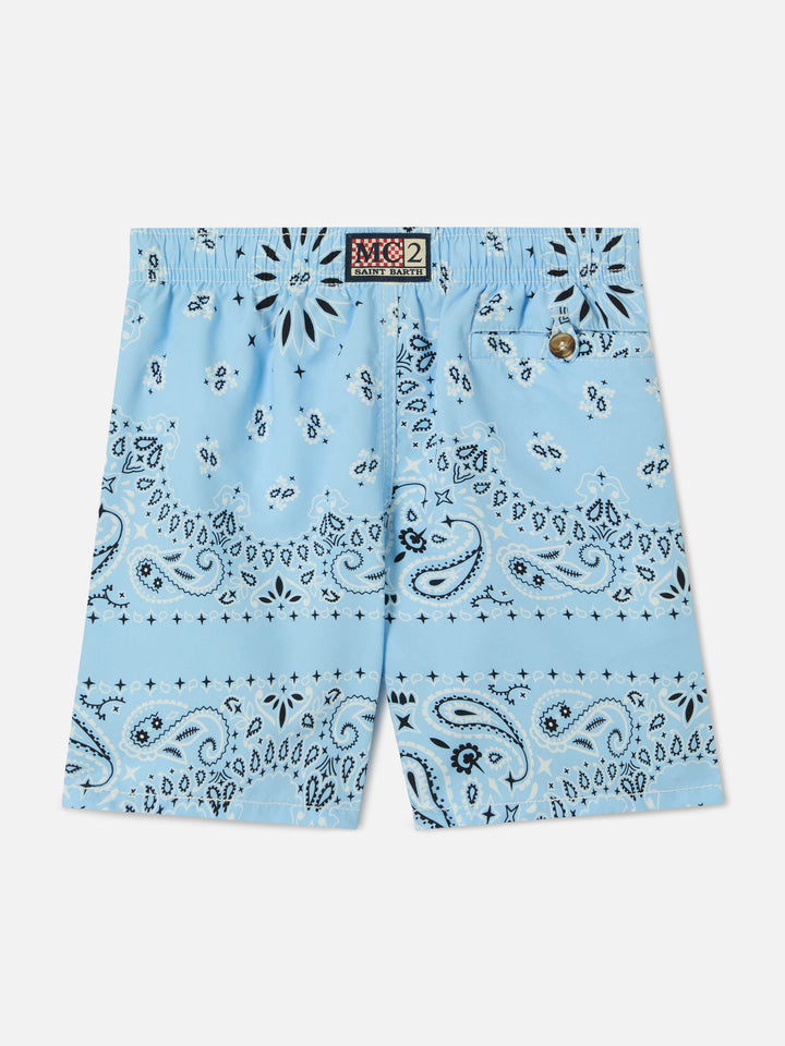 Caprese Jr swim shorts with light blue bandana print