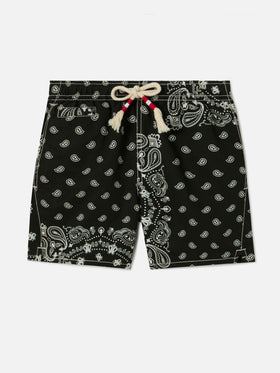 Short de bain Caprese Jr avec imprimé bandana noir 