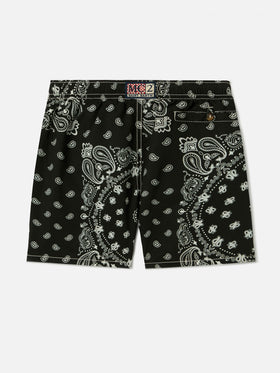 Short de bain Caprese Jr avec imprimé bandana noir 