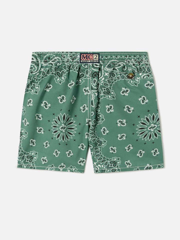 Short de bain Caprese Jr avec imprimé bandana vert militaire 