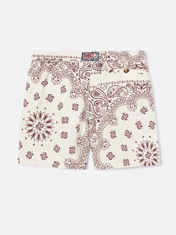 Costume Caprese Jr con stampa bandana bianco panna