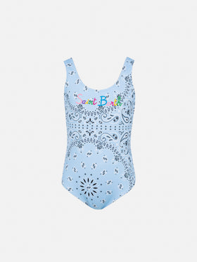 Cara Einteiler Badeanzug mit hellblauem Bandanna-Print