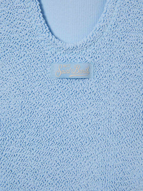 Cara crinkle one-piece swimsuit in light blue