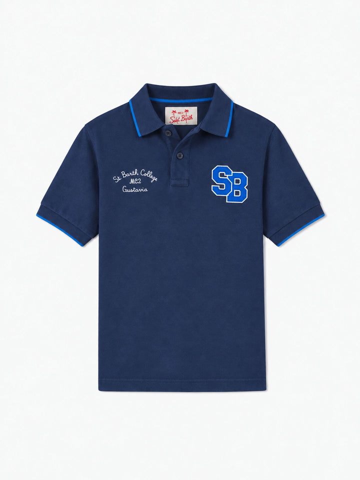 Polo de piqué de algodón azul para niño 