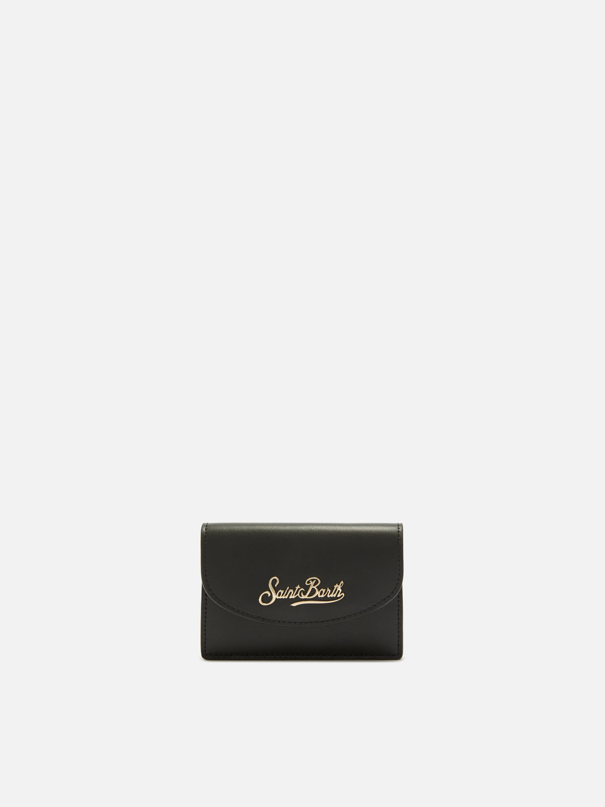 Porte-cartes en cuir noir avec logo imprimé 