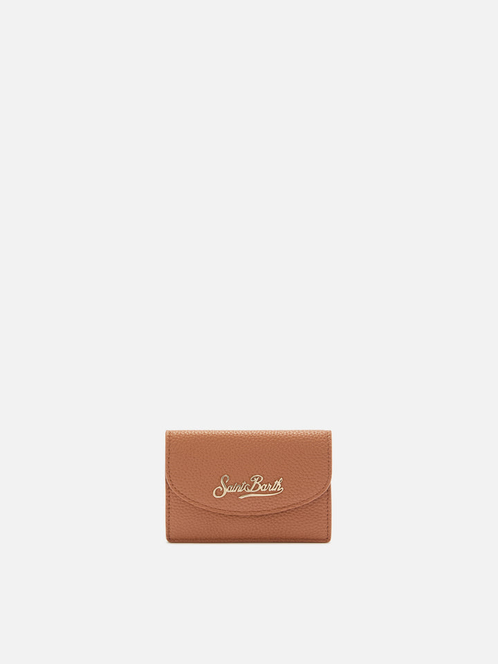 Card Holder in hammered tan leather