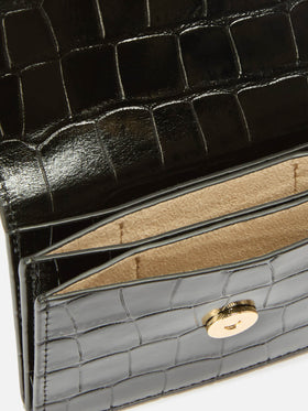 Portacarte nero in pelle con stampa cocco