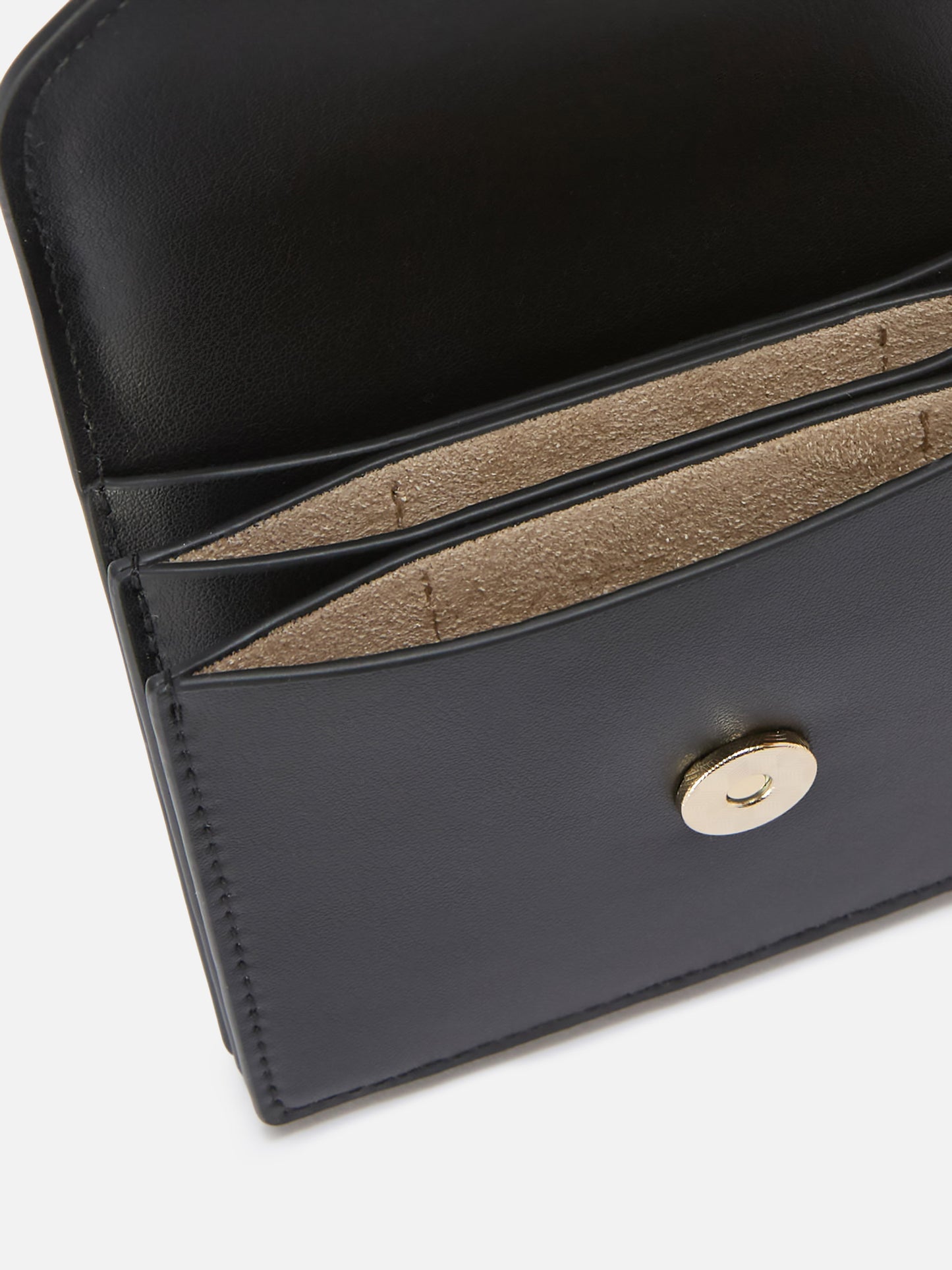 Black smooth leather card holder with metal logo