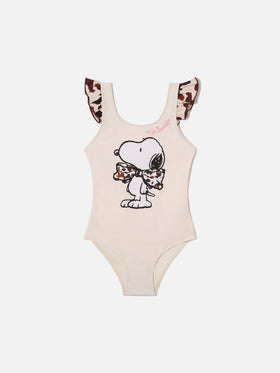 Carol one-piece swimsuit with Snoopy print | Special Edition
