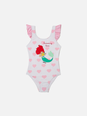 Carol one-piece swimsuit with Ariel and heart print | Special Edition