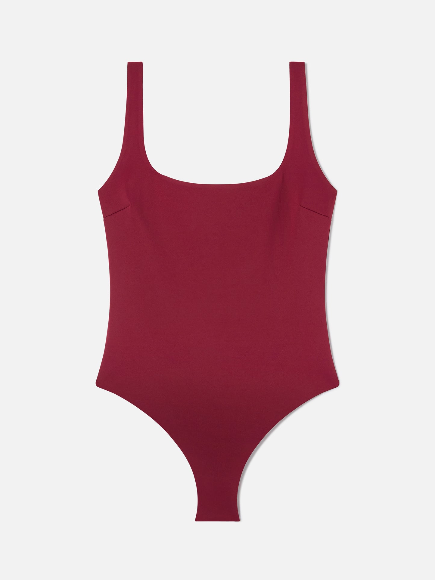 Cassandra square neck one-piece swimsuit in burgundy