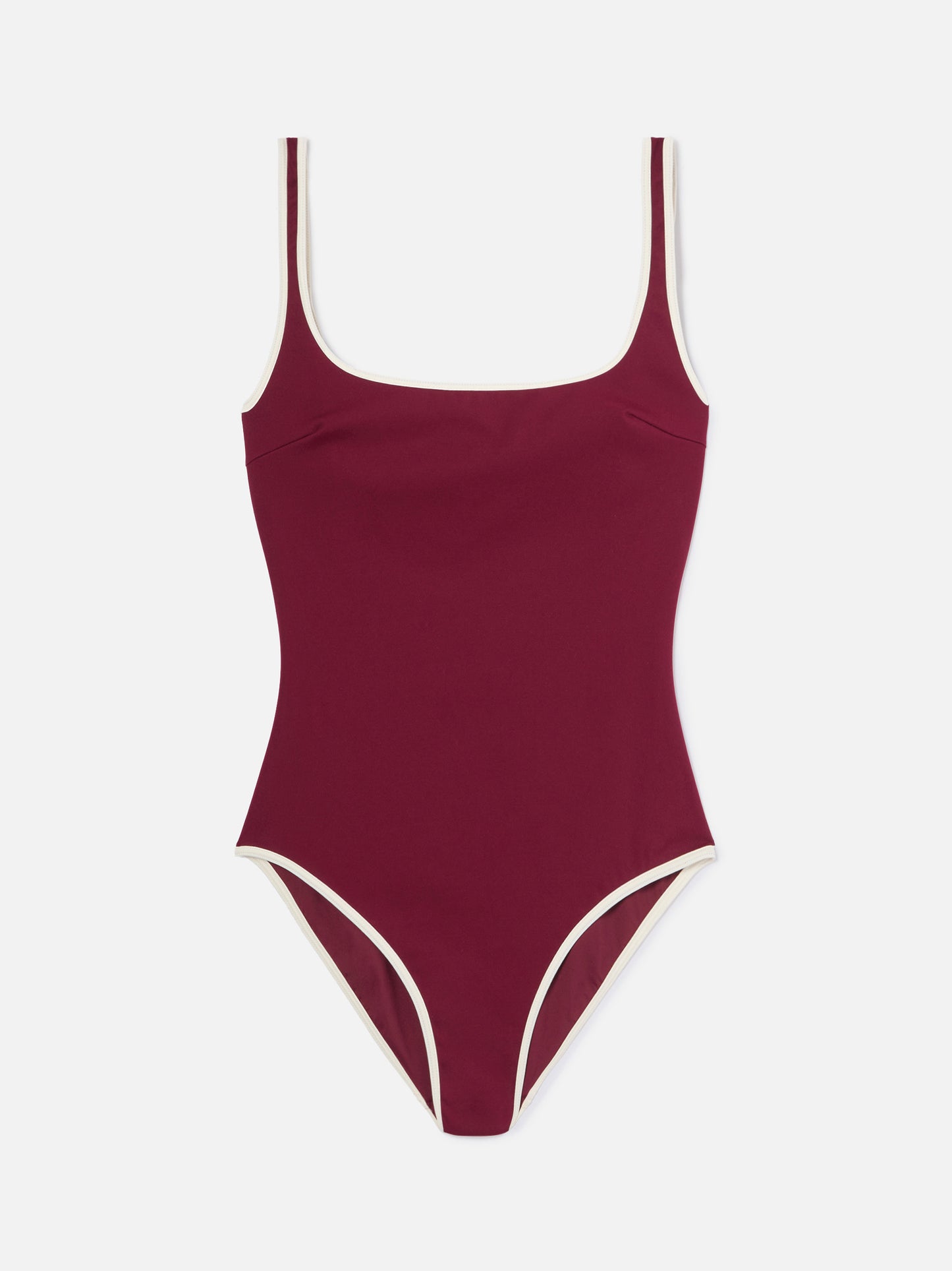 Costume intero Cassandra String bordeaux con dettagli a contrasto