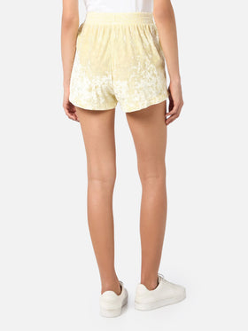 Hellgelbe Chenille-Pull-Up-Shorts für Damen von Cate