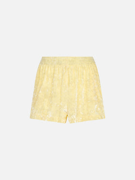 Woman pale yellow chenille pull up shorts Cate - MC2 Saint Barth
