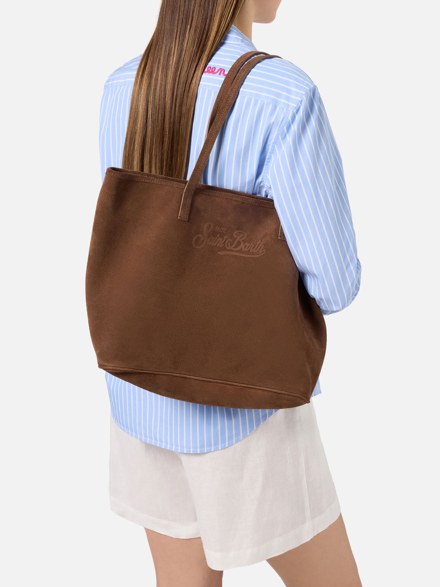 Bolso City regular de ante marrón 