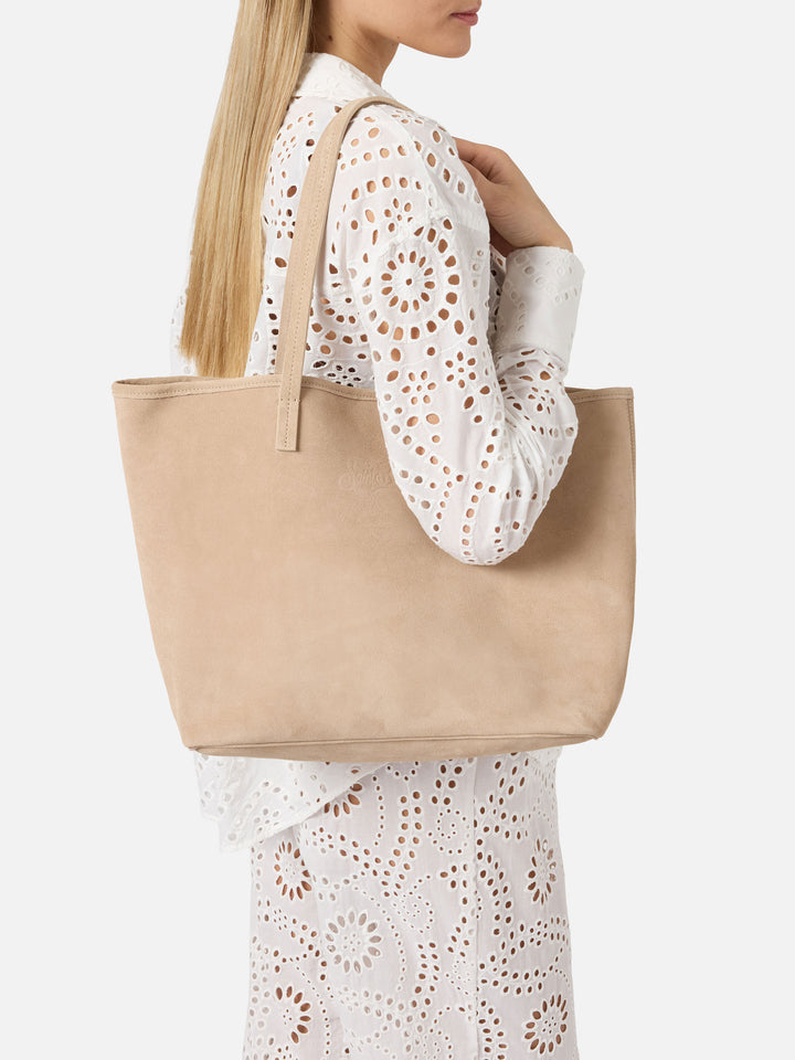 Borsa City regular in camoscio beige