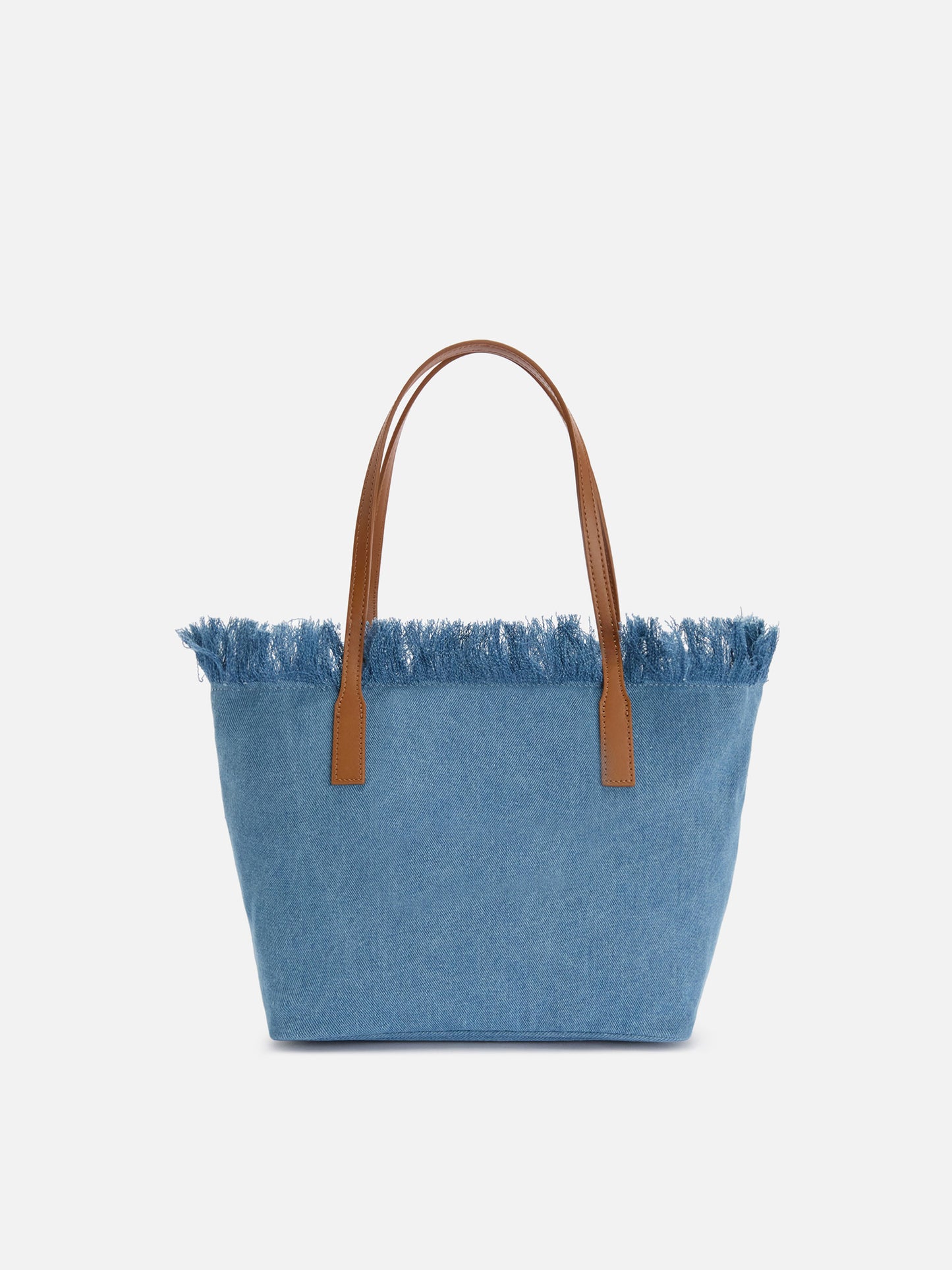 Borsa shopper City medium in tessuto denim con frange