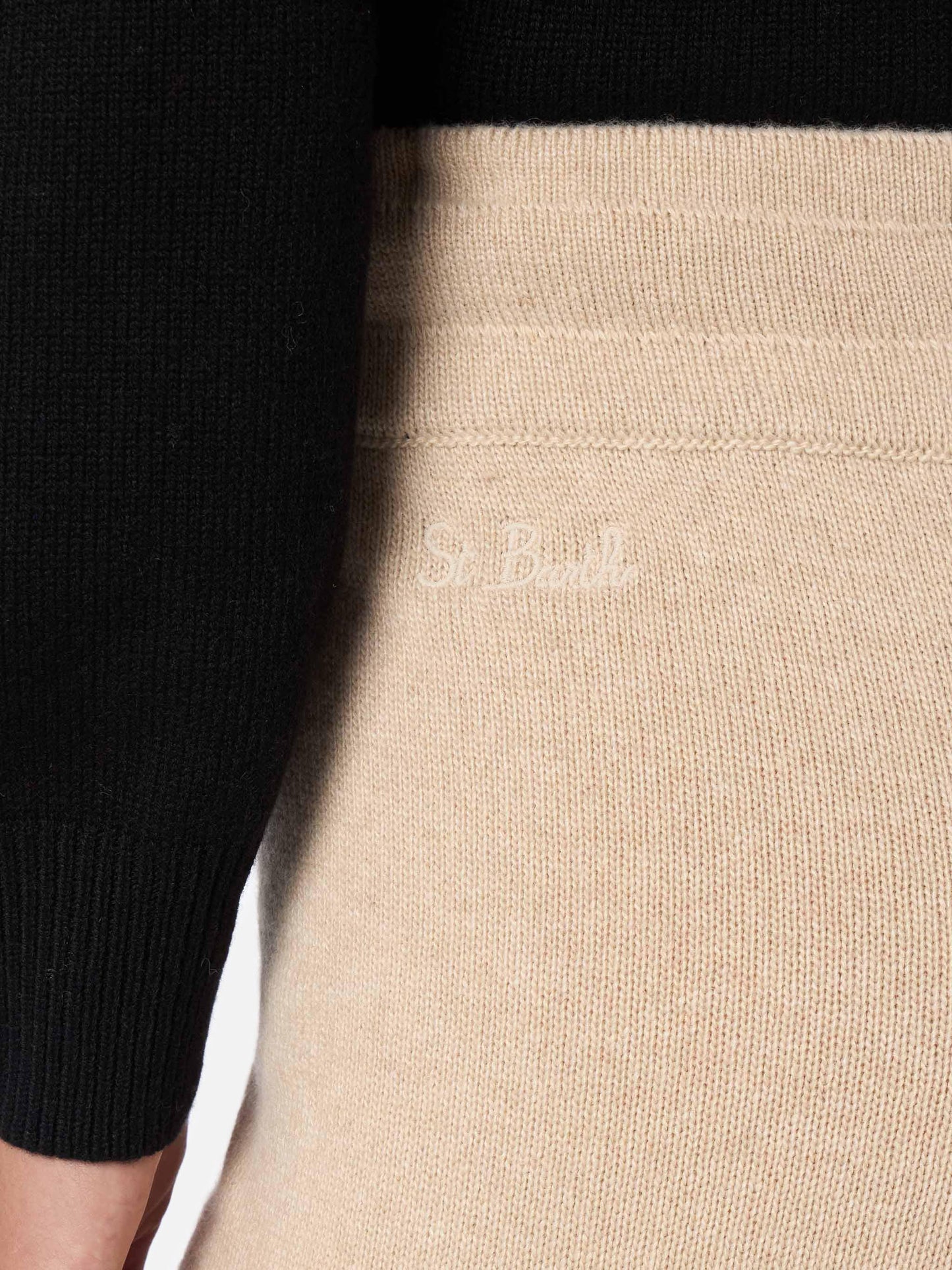 Beige Strickhose aus Kaschmirmischung für Damen Cambon