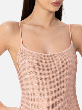 Woman pale one-piece swimsuit Cecille with rhinestones - MC2 Saint Barth