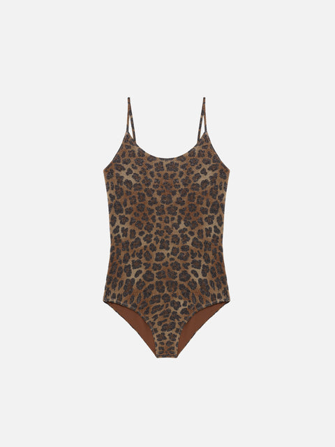Cecille Jr one-piece lurex swimsuit with animalier print - MC2 Saint Barth