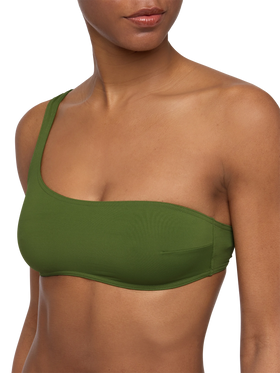 Celestine Lido military green bikini with one-shoulder bralette top and classic briefs - MC2 Saint Barth