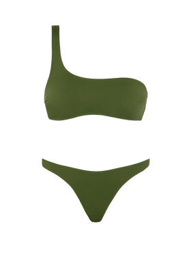 Celestine Lido military green bikini with one-shoulder bralette top and classic briefs - MC2 Saint Barth