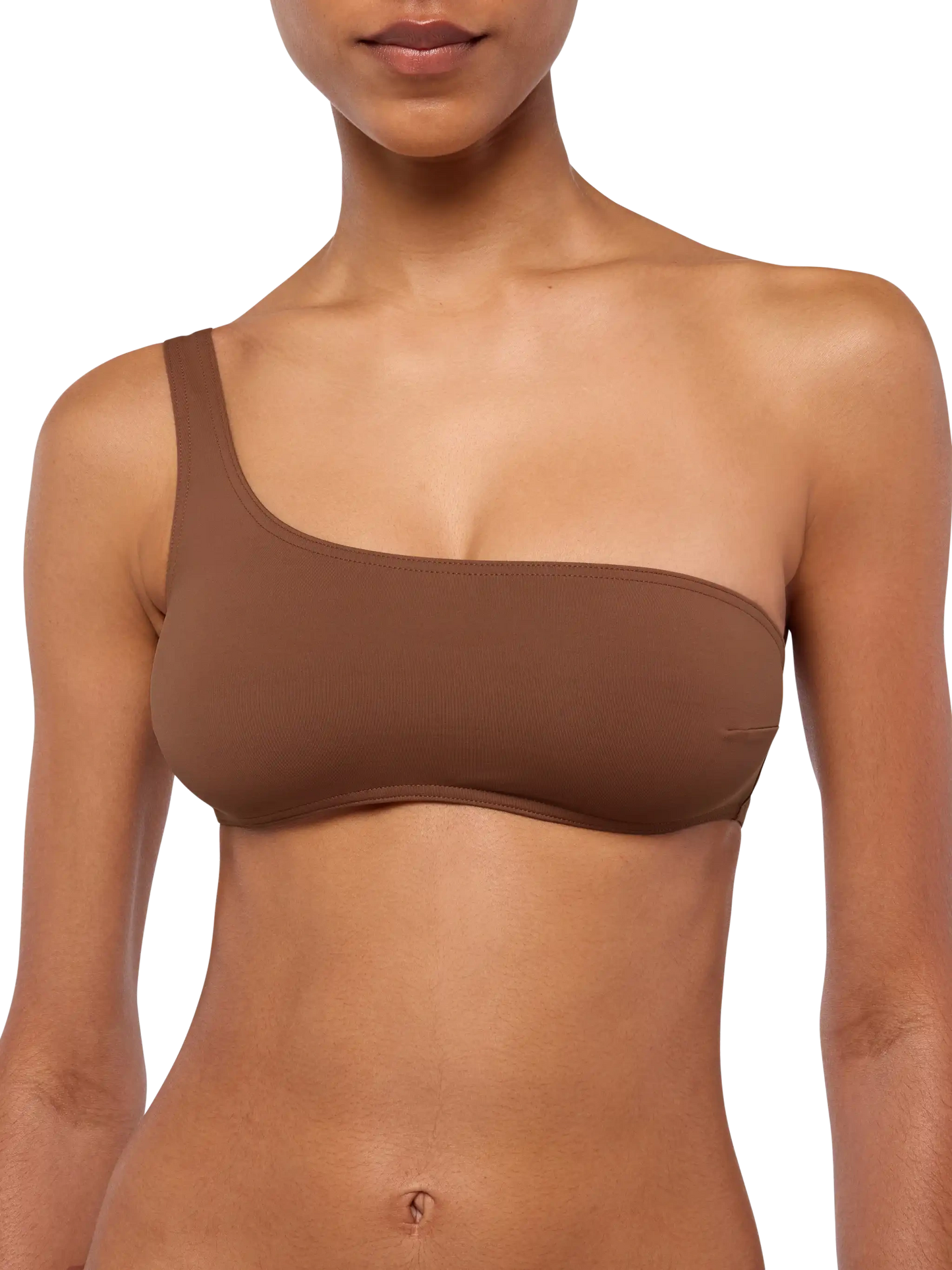 Celestine Yali brown bikini with one-shoulder bralette top and classic briefs - MC2 Saint Barth