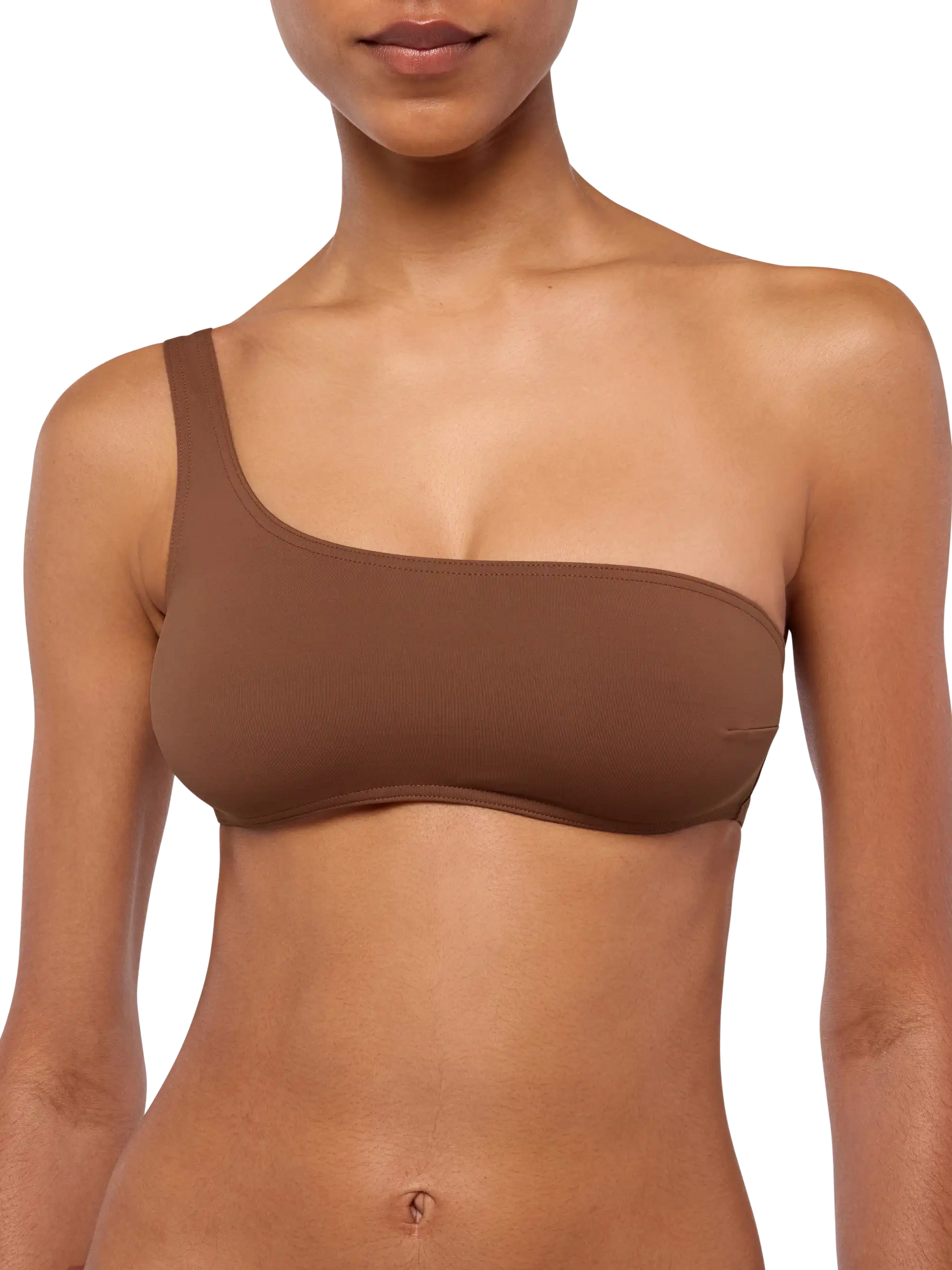 Celestine Yali brown bikini with one-shoulder bralette top and classic briefs - MC2 Saint Barth