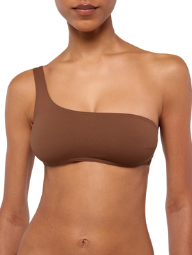 Celestine Yali brown bikini with one-shoulder bralette top and classic briefs - MC2 Saint Barth
