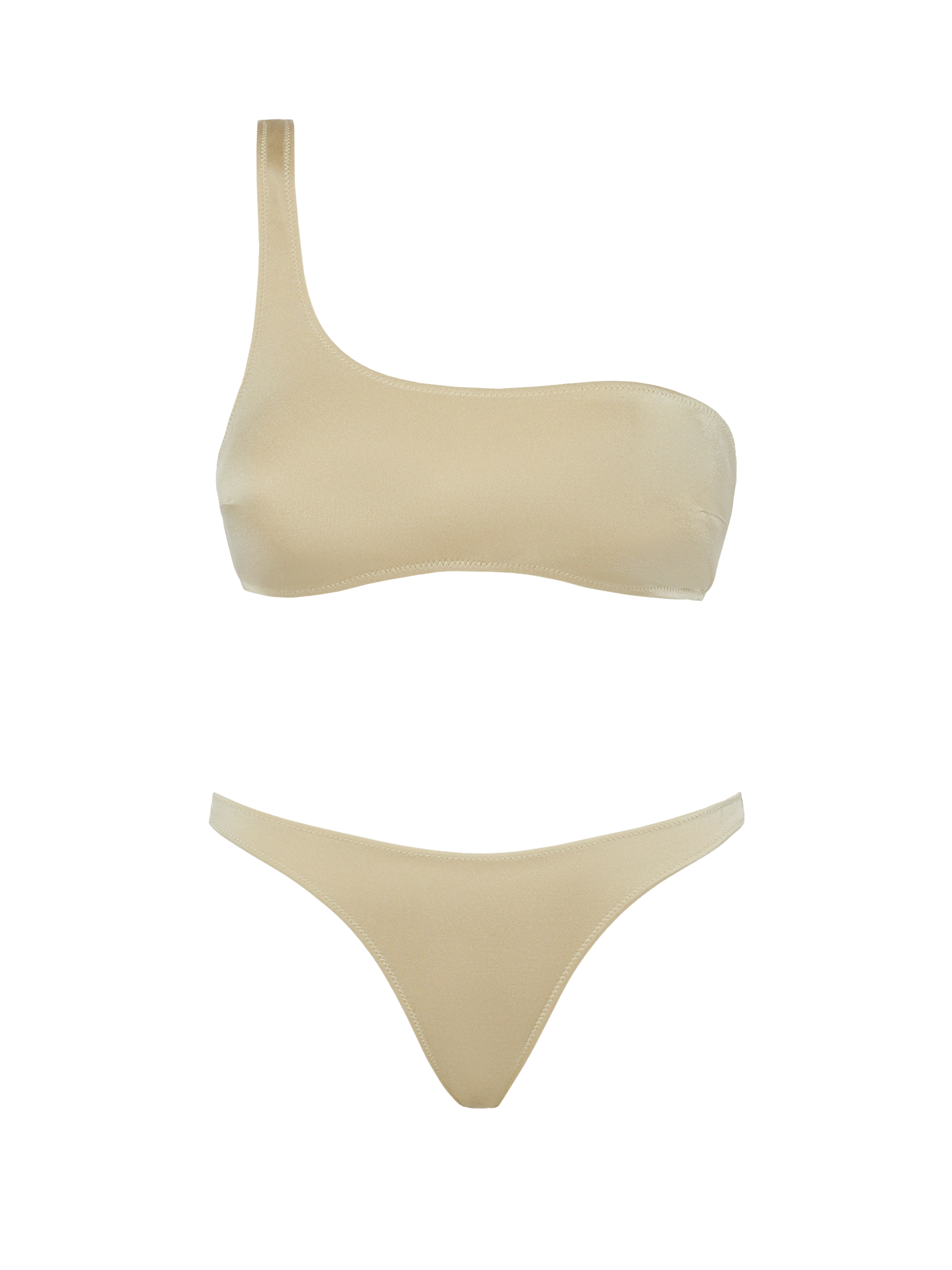 Celestine Naomi shimmer gold bikini with one-shoulder bralette top and cheeky briefs - MC2 Saint Barth