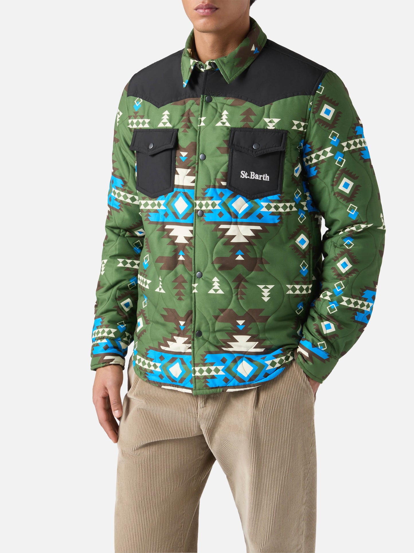 Wattiertes Chalet-Overshirt mit aufgesetzten Taschen