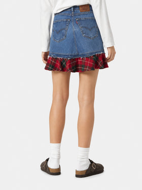 Jupe en denim Chelsy avec détails tartan 