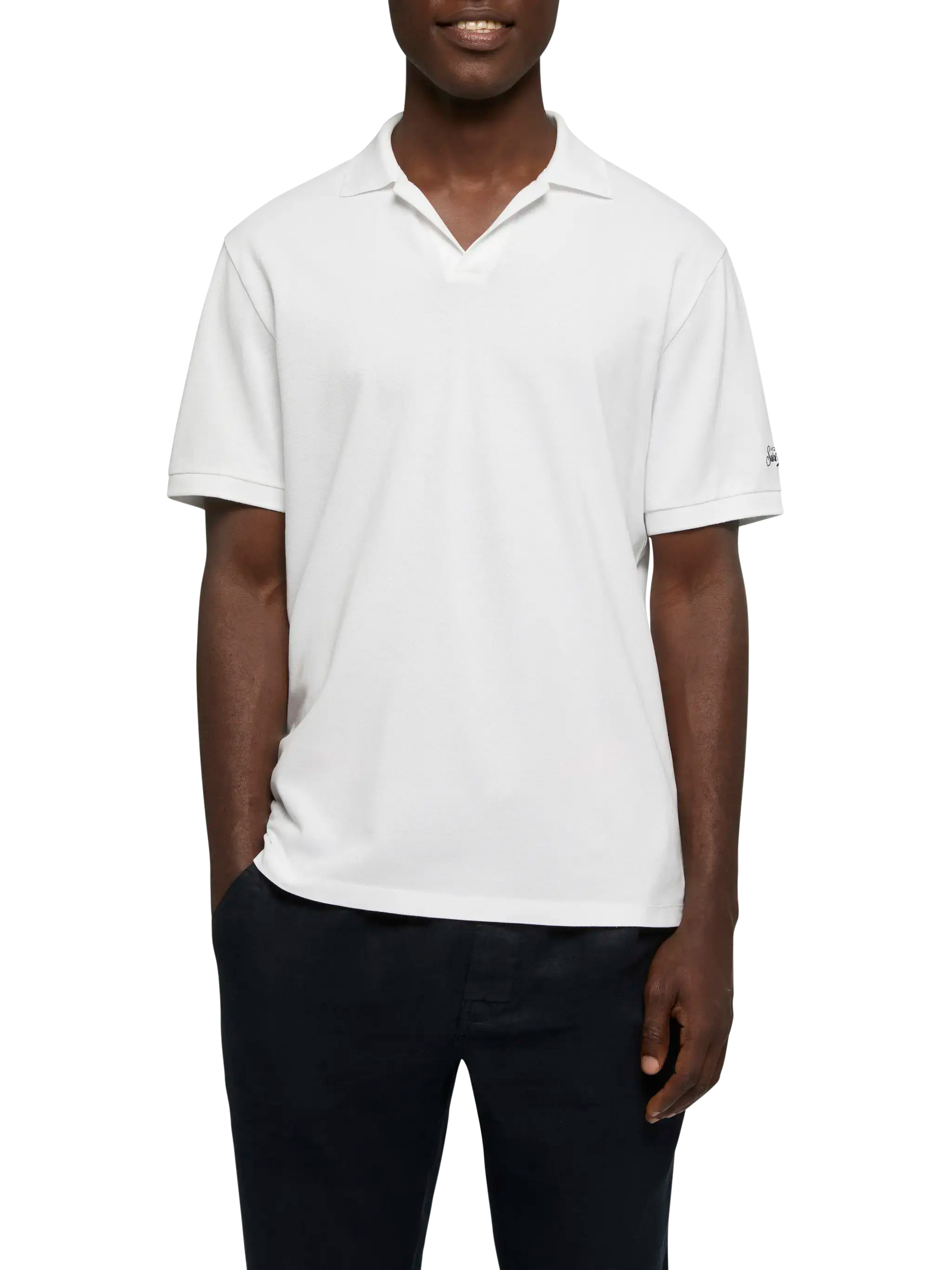 White cotton piquet buttonless polo shirt Charles - MC2 Saint Barth