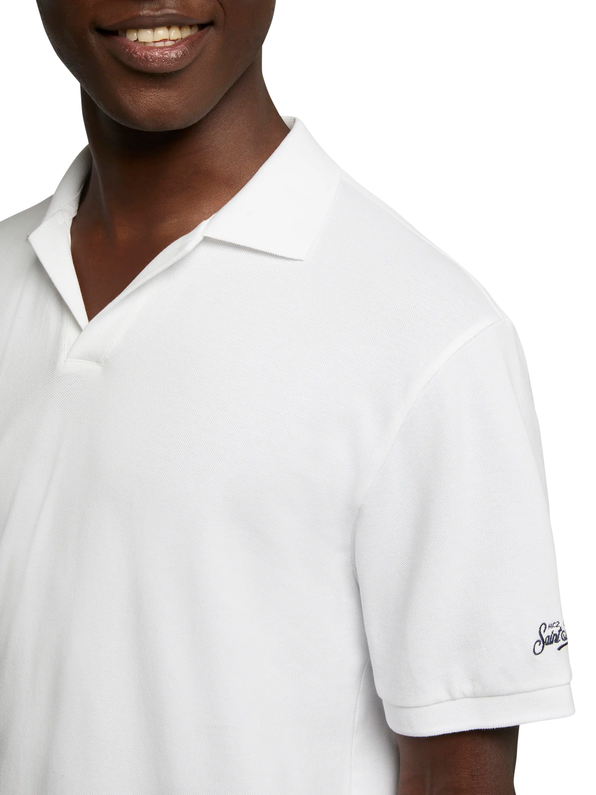 White cotton piquet buttonless polo shirt Charles - MC2 Saint Barth